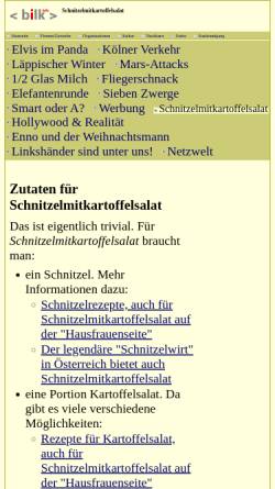 Vorschau der mobilen Webseite www.bilkinfo.de, Bilkinfo: Schnitzelmitkartoffelsalat