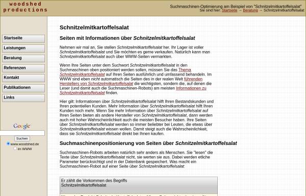 Vorschau von www.woodshed.de, Schnitzelmitkartoffelsalat für Suchmaschinen optimiert