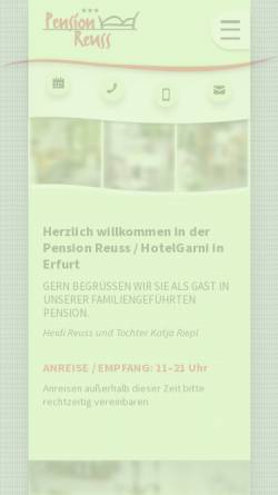 Vorschau der mobilen Webseite www.pension-reuss.de, Pension Reuss, Hotel Garni