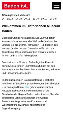 Vorschau der mobilen Webseite museum.baden.ch, Baden (CH), Historisches Museum