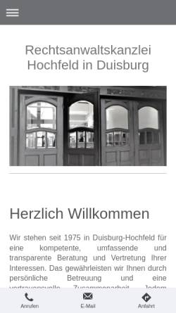Vorschau der mobilen Webseite www.kanzlei-hochfeld.de, Hoemann, Schmitt, Schwab, Schenk, Vogel