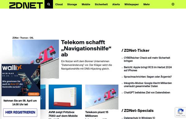 Vorschau von www.zdnet.de, ZDNet Special DSL