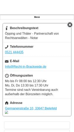 Vorschau der mobilen Webseite www.recht-in-brackwede.de, Wendt Thäter Gruner Öpping