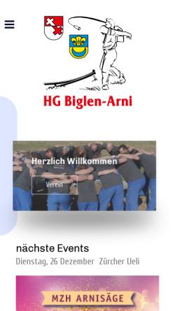 Vorschau der mobilen Webseite www.hgbiglenarni.ch, Hornussergesellschaft Biglen-Arni