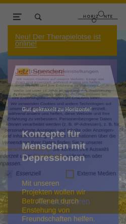Vorschau der mobilen Webseite www.verein-horizonte.de, Hilfe bei Depression und Manie