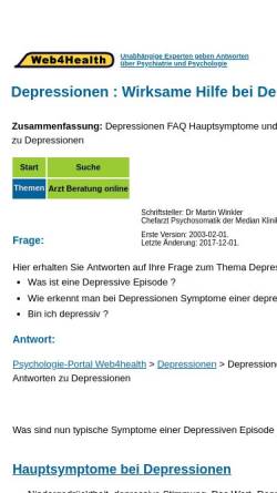 Vorschau der mobilen Webseite web4health.info, Web4health: Depressionen