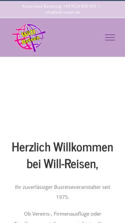 Vorschau der mobilen Webseite www.will-reisen.de, Will-Reisen