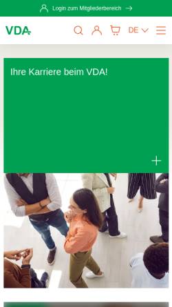 Vorschau der mobilen Webseite www.vda.de, Verband der Automobilindustrie, VDA
