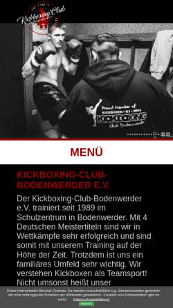 Vorschau der mobilen Webseite www.kickboxen-bodenwerder.de, Kickboxing-Club Bodenwerder e.V.