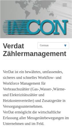 Vorschau der mobilen Webseite www.imcon.de, Imcon Gesellschaft für Bildverarbeitung, Steuer-, Regel- und Messtechnik mbH