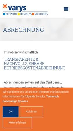 Vorschau der mobilen Webseite www.varys.de, Varys - Gesellschaft für Software und Abrechnung mbH