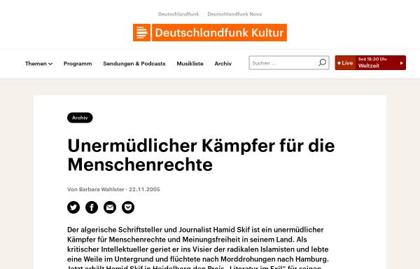Vorschau von www.deutschlandradiokultur.de, Unermüdlicher Kämpfer für die Menschenrechte