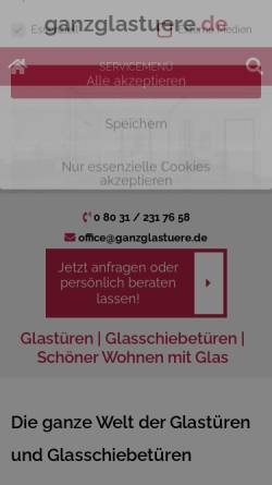 Vorschau der mobilen Webseite www.ganzglastuere.de, Pirchmoser & Muck GbR
