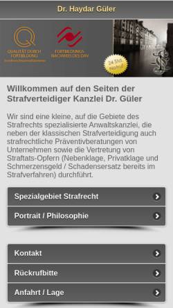 Vorschau der mobilen Webseite www.kanzlei-gueler.de, Kanzlei Dr. Güler