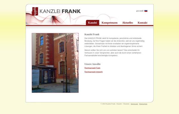 Vorschau von www.kanzleifrank.de, Rechtsanwalt Frank
