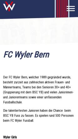 Vorschau der mobilen Webseite www.fcwyler.ch, FC Wyler Bern