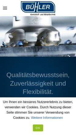 Vorschau der mobilen Webseite www.buehler-factory.de, Bühler Kunststoffverarbeitung GmbH