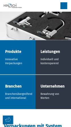 Vorschau der mobilen Webseite www.hinzsch.de, Hinzsch Schaumstofftechik GmbH & Co. KG