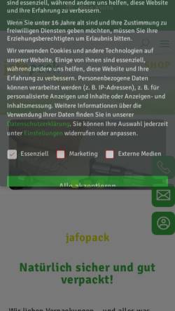 Vorschau der mobilen Webseite www.jafopack.de, Jafoplast Bauprodukte GmbH
