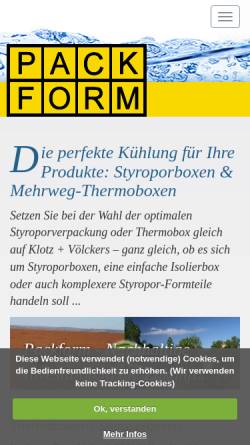 Vorschau der mobilen Webseite www.packform.de, Klotz & Völckers GmbH & Co.KG.