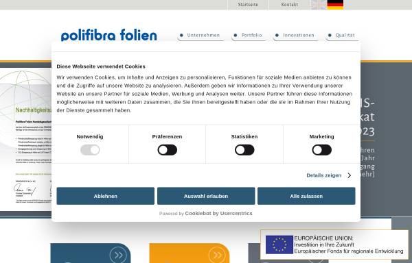Vorschau von www.polifibra-group.de, Polifibra Folien Handelsgesellschaft mbH