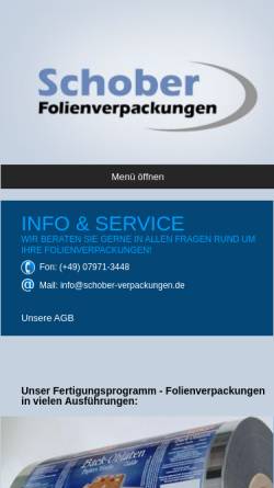 Vorschau der mobilen Webseite www.schober-verpackungen.de, Schober Verpackungen, Inh. Andreas Schober
