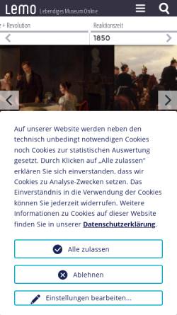 Vorschau der mobilen Webseite www.dhm.de, Lebendiges Museum Online: Deutsche Geschichte (LeMO)