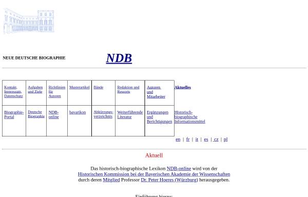 Vorschau von www.ndb.badw-muenchen.de, Neue Deutsche Biographie