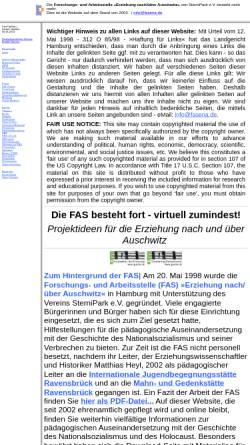 Vorschau der mobilen Webseite www.fasena.de, Forschungs- und Arbeitsstelle Erziehung nach / über Auschwitz