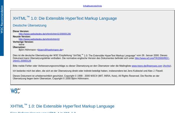 Extensible HyperText Markup Language 1.0