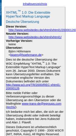 Vorschau der mobilen Webseite www.websitedev.de, Extensible HyperText Markup Language 1.0