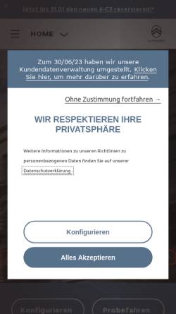 Vorschau der mobilen Webseite www.citroen.at, Citroën Austria