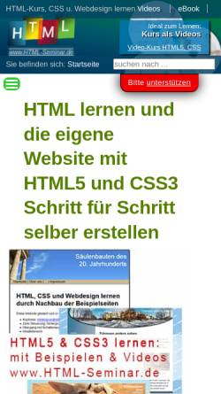 Vorschau der mobilen Webseite www.html-seminar.de, HTML Seminar