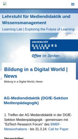 Vorschau der mobilen Webseite mediendidaktik.uni-due.de, Lehrstuhl für Mediendidaktik und Wissensmanagement