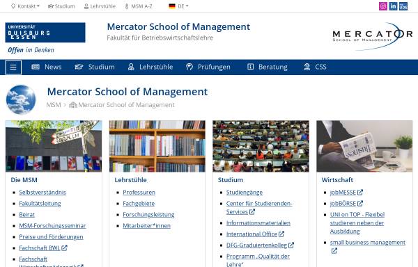 Vorschau von www.msm.uni-due.de, Mercator School of Management