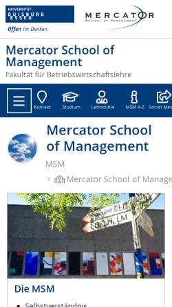Vorschau der mobilen Webseite www.msm.uni-due.de, Mercator School of Management