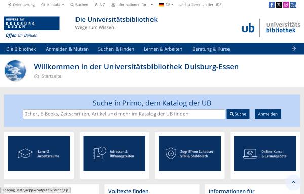 Vorschau von www.uni-due.de, Universitätsbibliothek