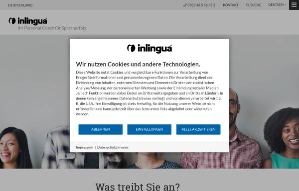 Vorschau von www.inlingua-deutschland.de, Inlingua Arbeitsgemeinschaft internationaler Sprachschulen e.V.