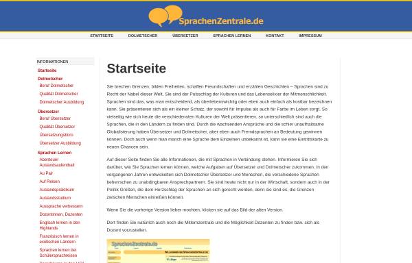 Vorschau von www.sprachenzentrale.de, Sprachenzentrale.de - Bernd Ruge