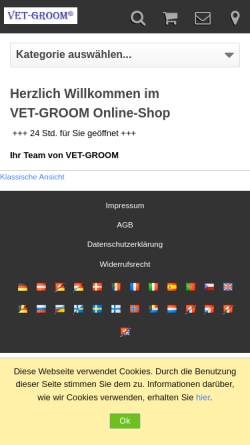 Vorschau der mobilen Webseite www.vet-groom.de, Vet-Groom - Trimm- & Veterinärtische, Inh. Frank Rosch