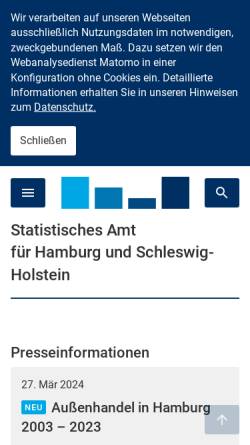 Vorschau der mobilen Webseite www.statistik-nord.de, Statistisches Amt für Hamburg und Schleswig-Holstein