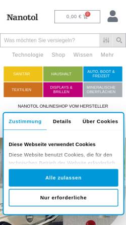 Vorschau der mobilen Webseite www.nanotol.de, Nanotol, Dipl. Ing. Mike Friedrich
