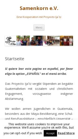 Vorschau der mobilen Webseite pijatz.de, Samenkorn e.V - Stipendienwerk Guatemala