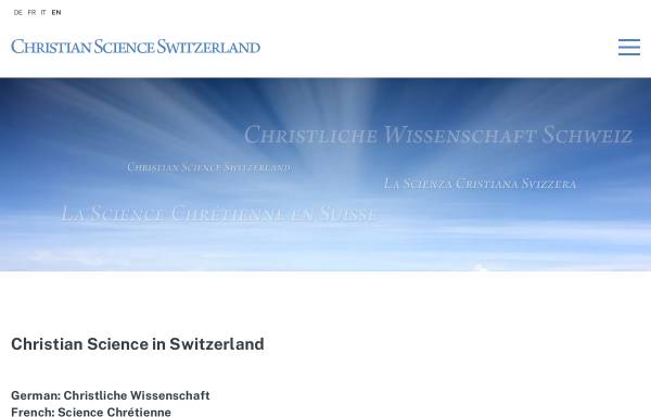 Vorschau von www.christianscience.ch, Die Christliche Wissenschaft in der Schweiz