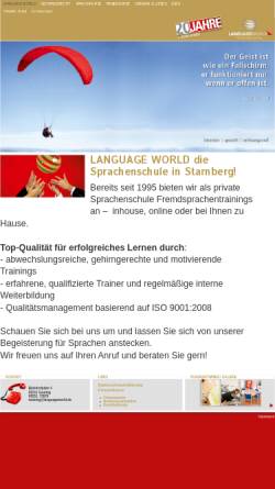 Vorschau der mobilen Webseite www.languageworld.de, Language World, Inh. Adelheid Kleemann und Claudia Harrasser