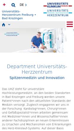 Vorschau der mobilen Webseite www.herzzentrum.de, Herz-Zentrum Bad Krozingen