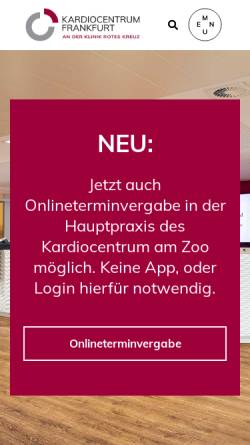Vorschau der mobilen Webseite kardiocentrum.de, Kardiocentrum Frankfurt
