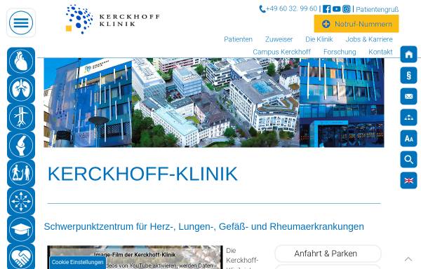 Vorschau von www.kerckhoff-klinik.de, Kerckhoff Klinik Bad Nauheim