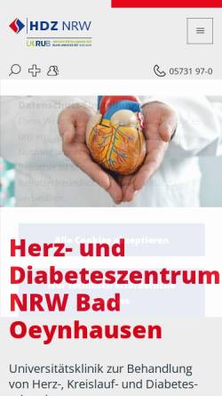 Vorschau der mobilen Webseite www.hdz-nrw.de, Klinik für Kardiologie im Herz- und Diabeteszentrum NRW