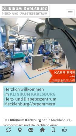 Vorschau der mobilen Webseite www.klinikum-karlsburg.de, Klinikum Karlsburg
